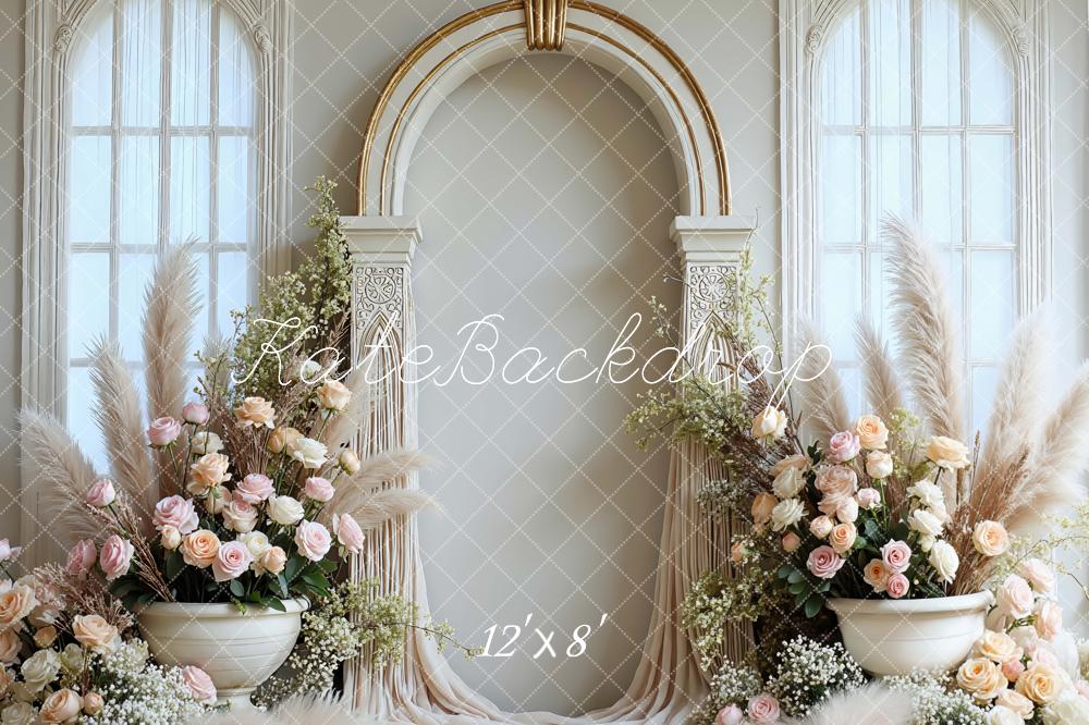 Kate Wedding Arch Floral Pampas Cream Backdrop Designed by Mini MakeBelieve - Image 8