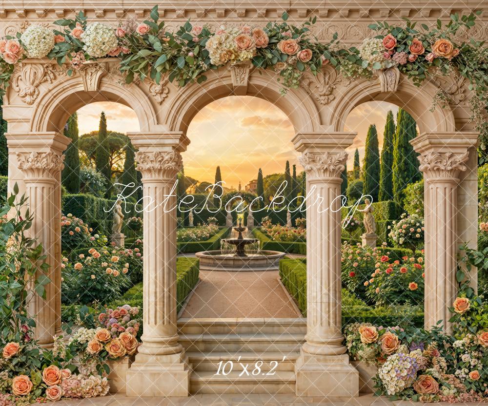 Kate Wedding Arch Garden Fountain Fleece Backdrop Designed by Emstselch - Image 3