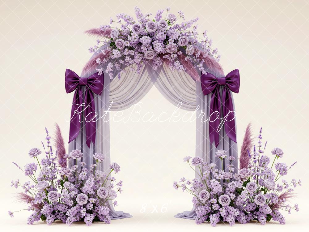 Kate Wedding Arch Purple Floral Bows Backdrop Designed by Patty Robert - Image 3