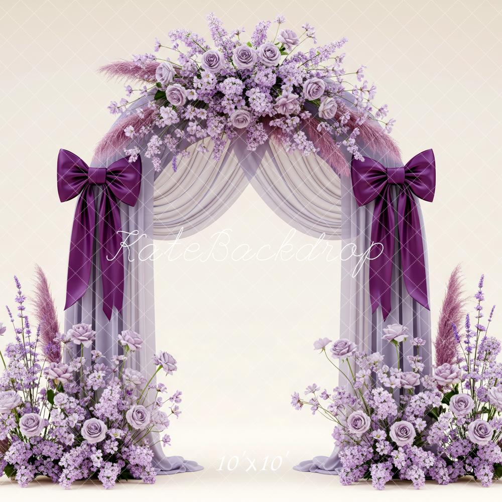Kate Wedding Arch Purple Floral Bows Backdrop Designed by Patty Robert - Image 7