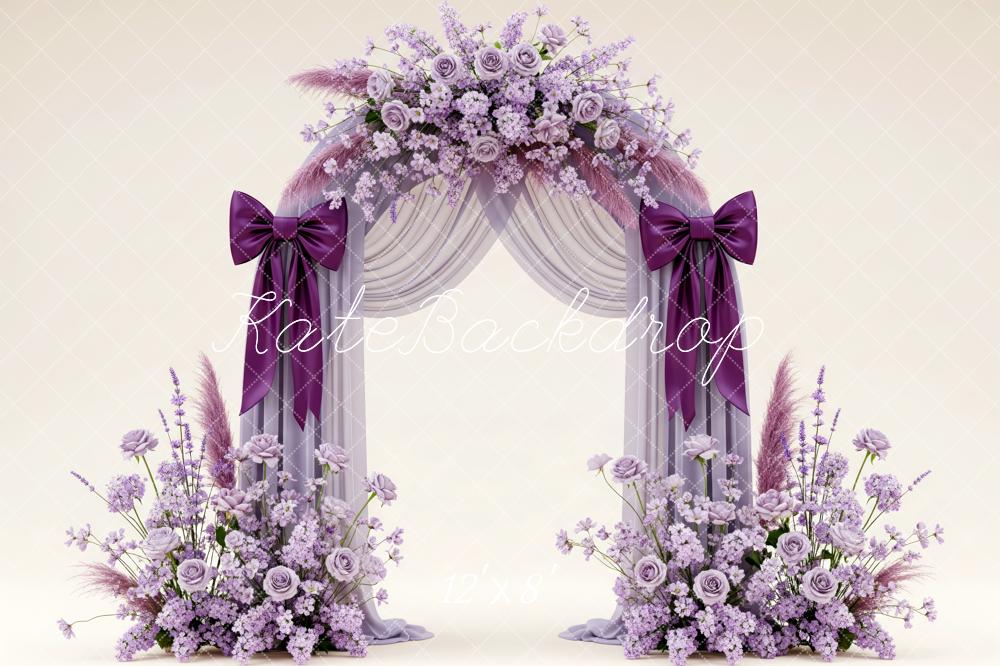 Kate Wedding Arch Purple Floral Bows Backdrop Designed by Patty Robert - Image 8