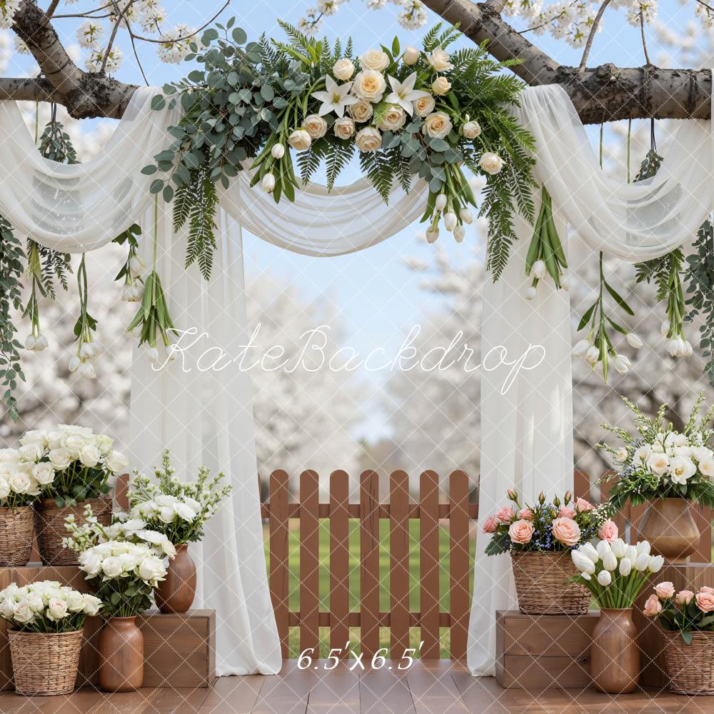 Kate Wedding Arch White Drapes Backdrop Designed by Mini MakeBelieve - Image 2