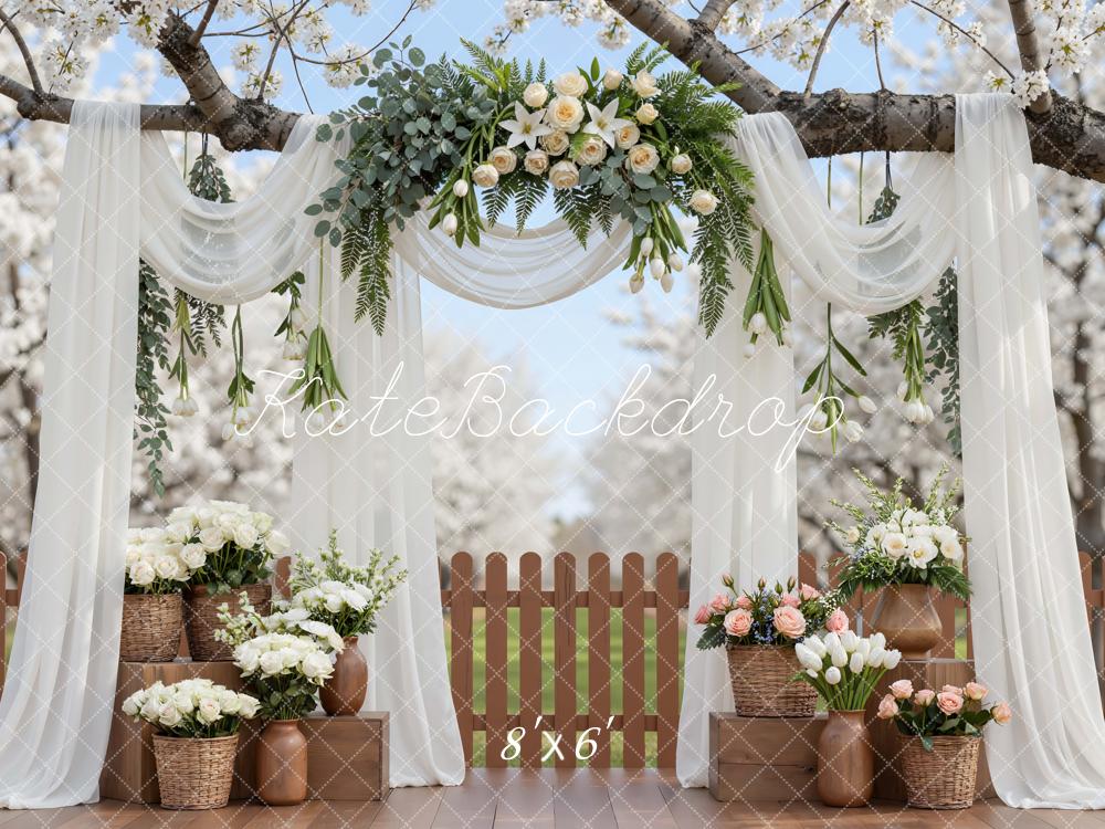 Kate Wedding Arch White Drapes Backdrop Designed by Mini MakeBelieve - Image 3