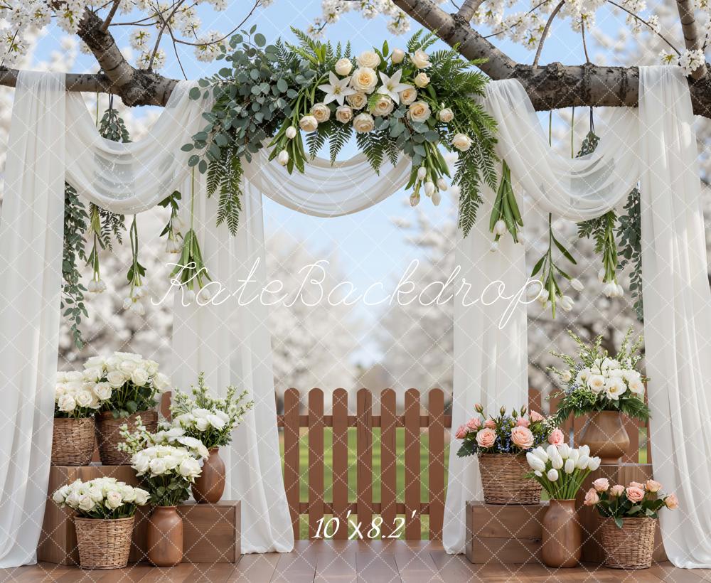 Kate Wedding Arch White Drapes Backdrop Designed by Mini MakeBelieve - Image 6