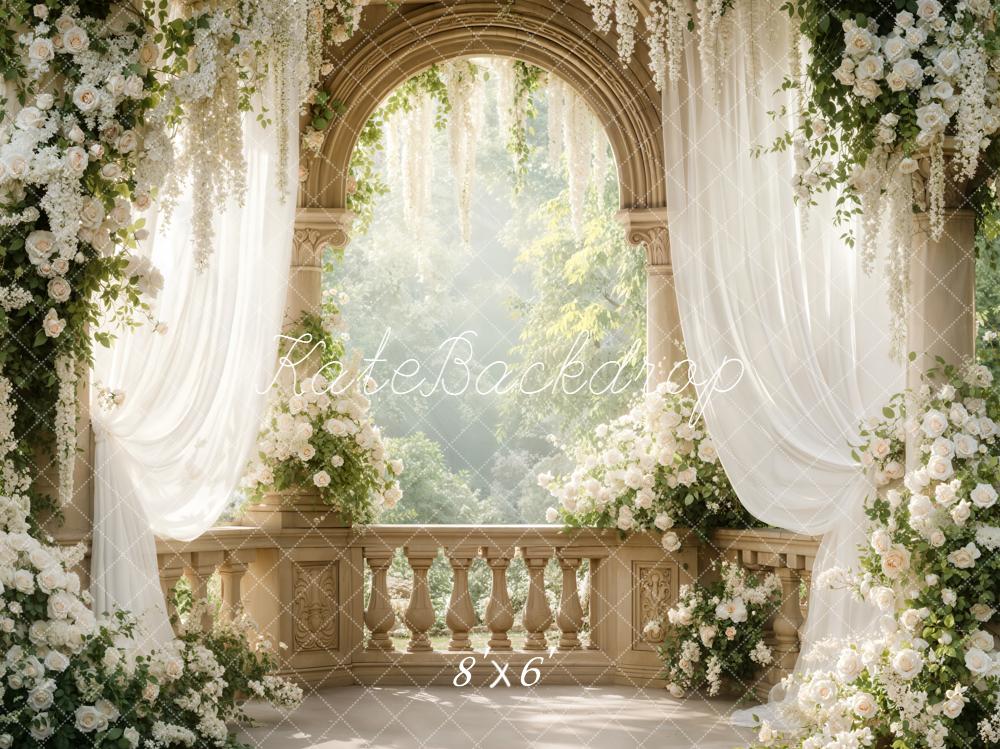Kate Wedding Arch White Floral Drapes Backdrop Designed by Emetselch - Image 3
