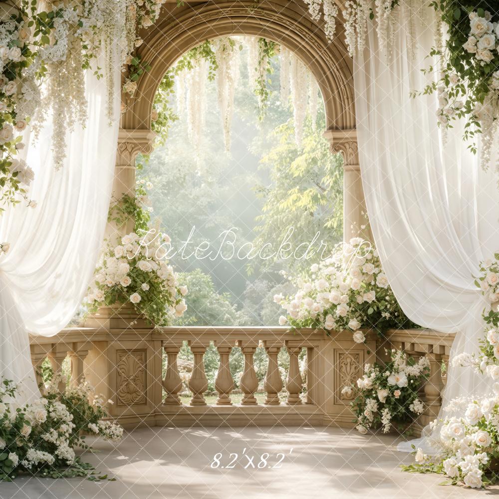 Kate Wedding Arch White Floral Drapes Backdrop Designed by Emetselch - Image 5