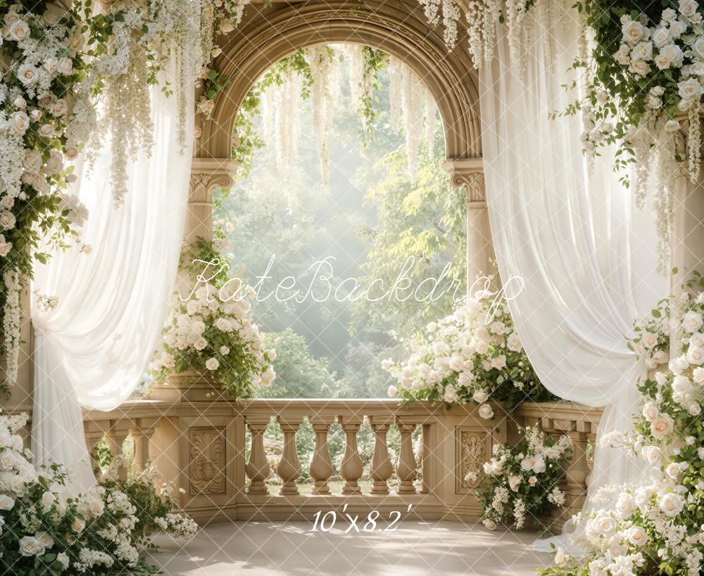 Kate Wedding Arch White Floral Drapes Backdrop Designed by Emetselch - Image 6