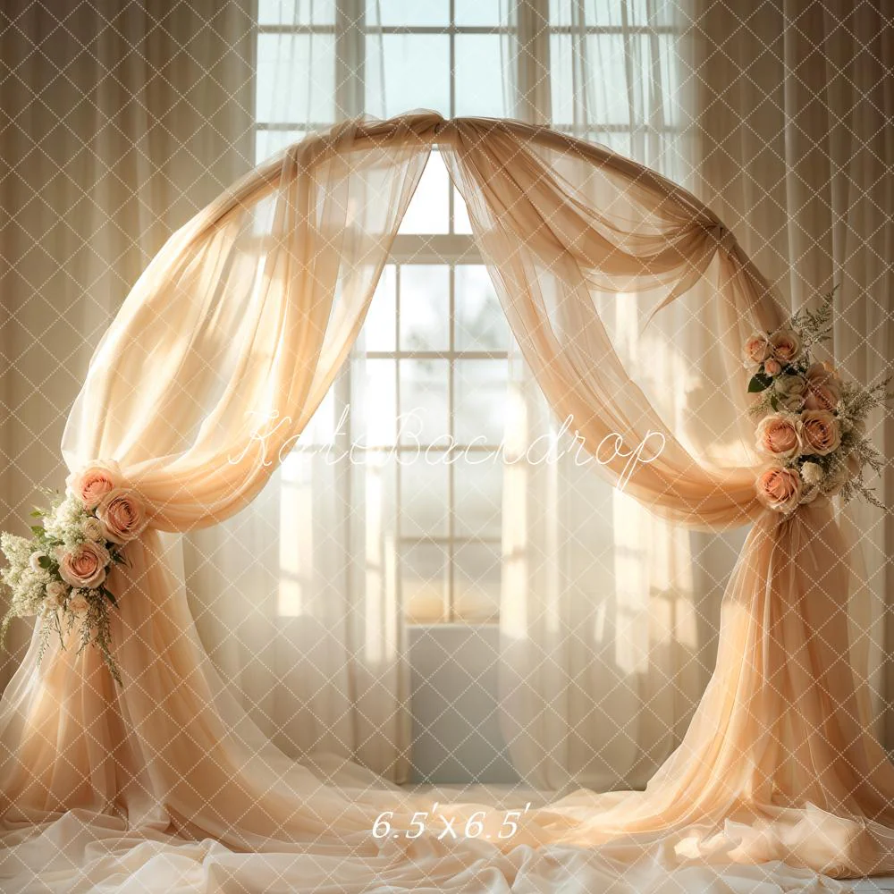 Kate Wedding Arch Window Light Peach Backdrop Designed by Emetselch - Image 2