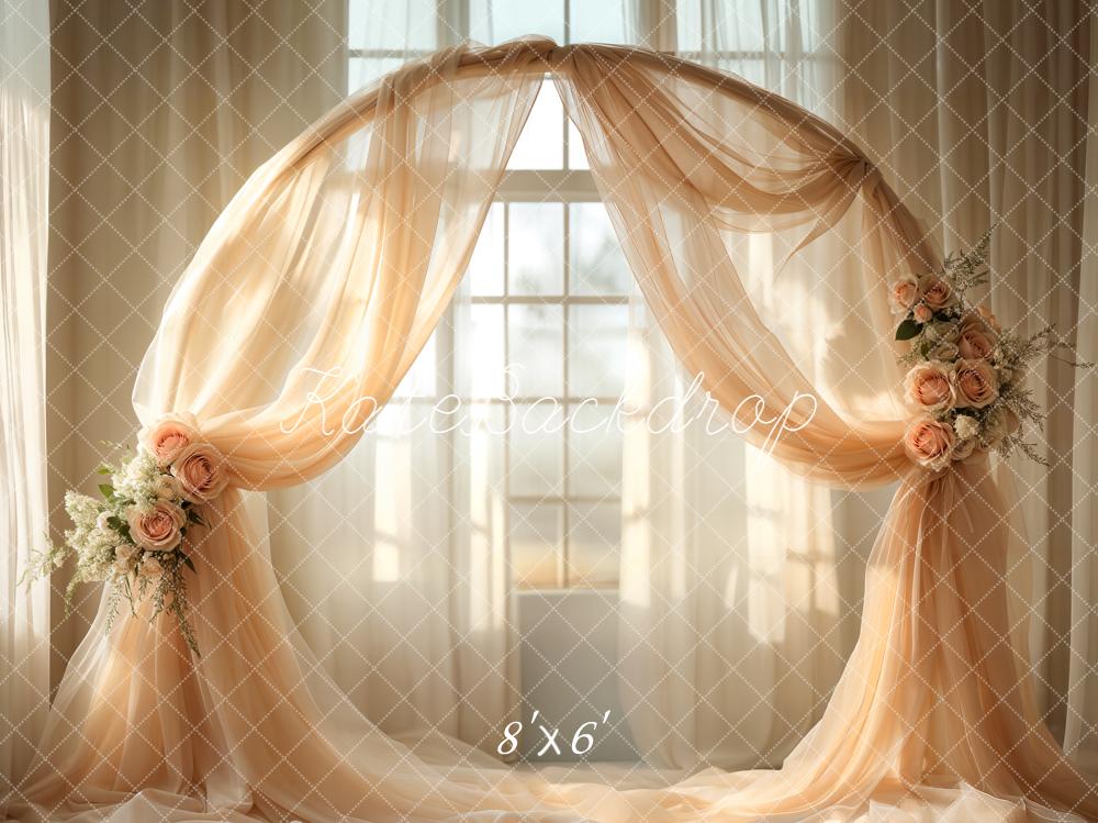 Kate Wedding Arch Window Light Peach Backdrop Designed by Emetselch - Image 3
