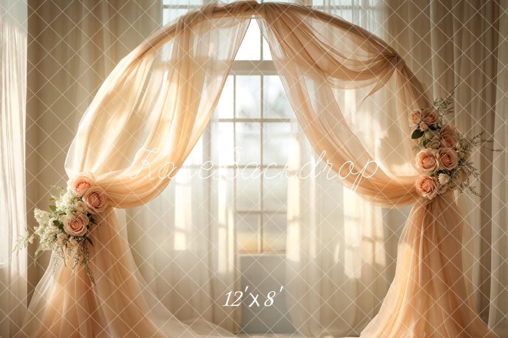 Kate Wedding Arch Window Light Peach Backdrop Designed by Emetselch - Image 8