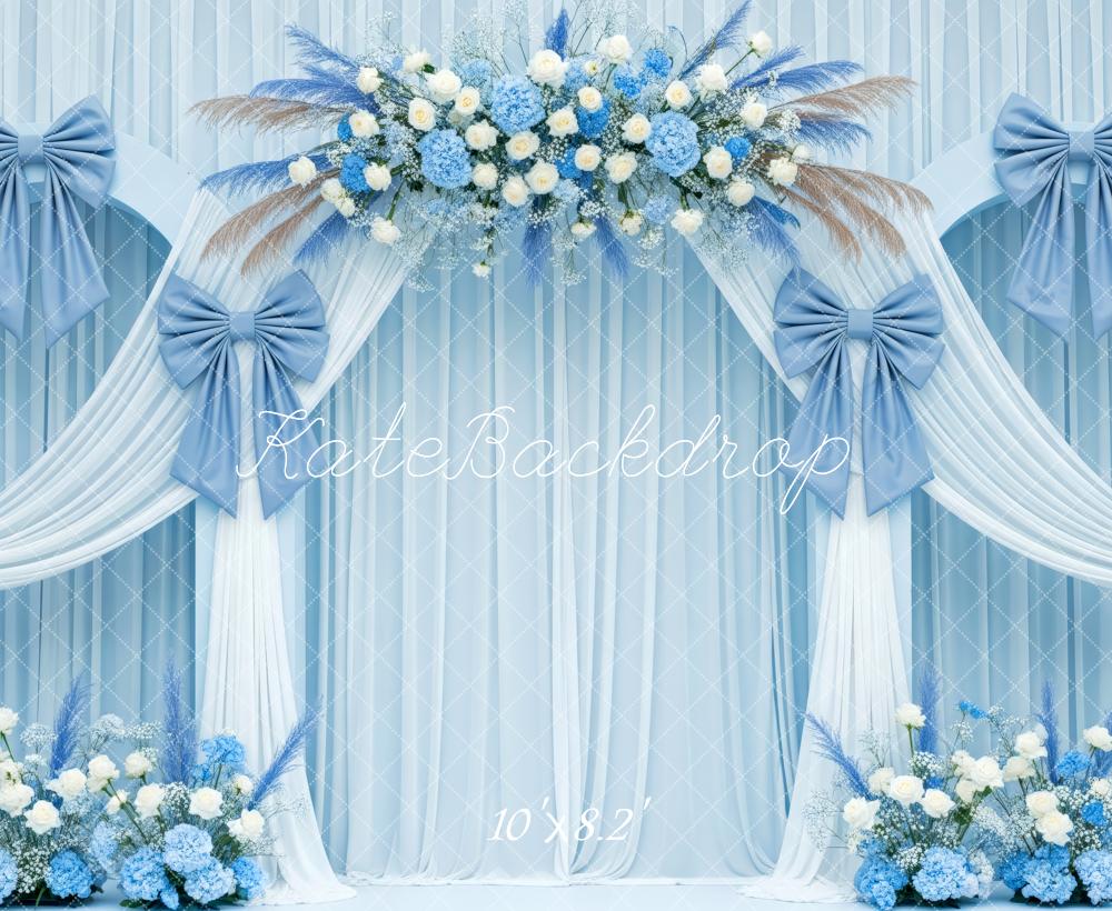 Kate Wedding Blue Floral Arch Drapes Backdrop Designed by Patty Robert - Image 6