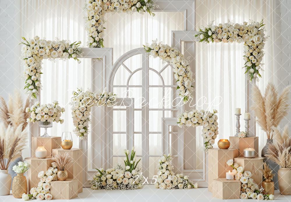 Kate Wedding Boho Window Pampas Backdrop Designed by Mini MakeBelieve
