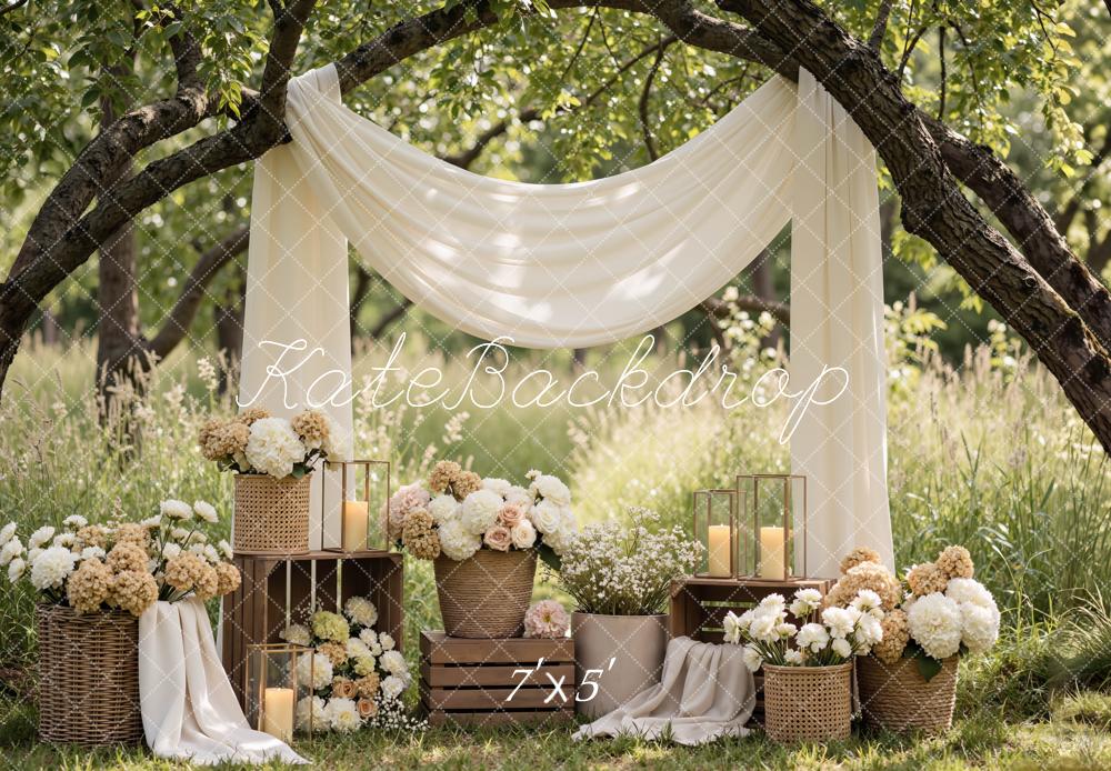 Kate Wedding Cream Drapes Candles Backdrop Designed by Mini MakeBelieve - Image 2