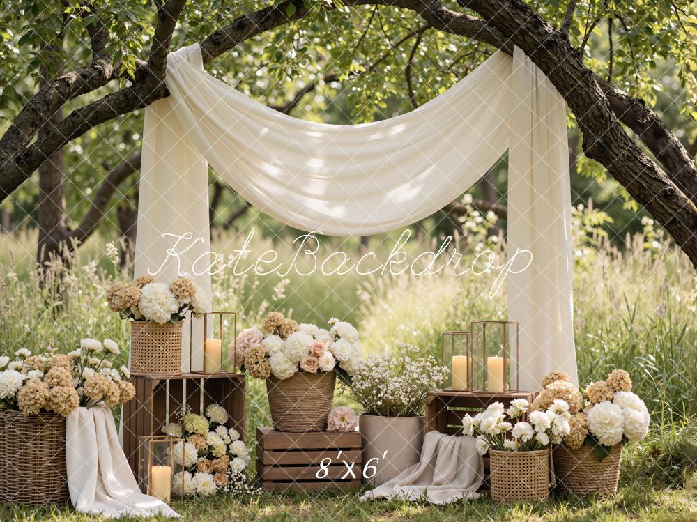 Kate Wedding Cream Drapes Candles Backdrop Designed by Mini MakeBelieve - Image 4