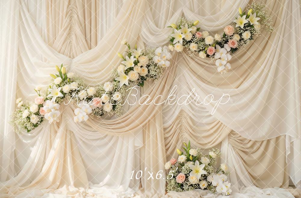 Kate Wedding Cream Drapes Floral Arrangement Backdrop Designed by Mini MakeBelieve - Image 7