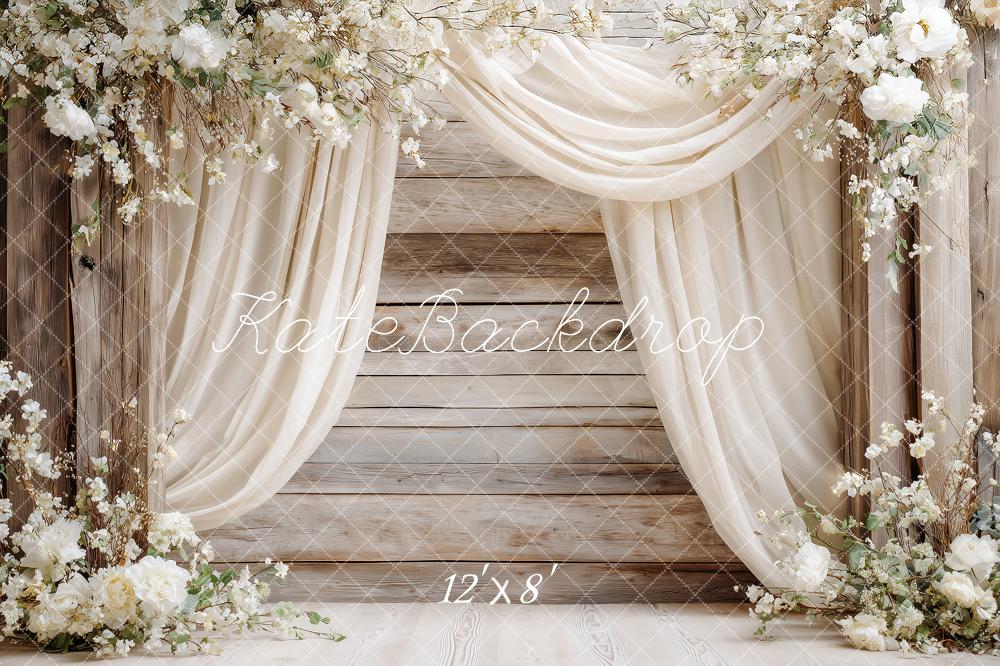 Kate Wedding Cream Drapes Wood Backdrop Designed by Angela Marie Photography - Image 8