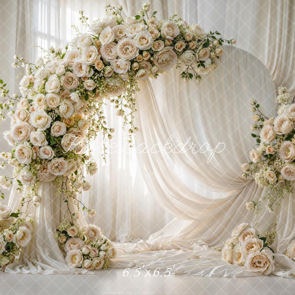 Kate Wedding Cream Roses Arch Drapes Backdrop Designed by Emetselch - Image 2