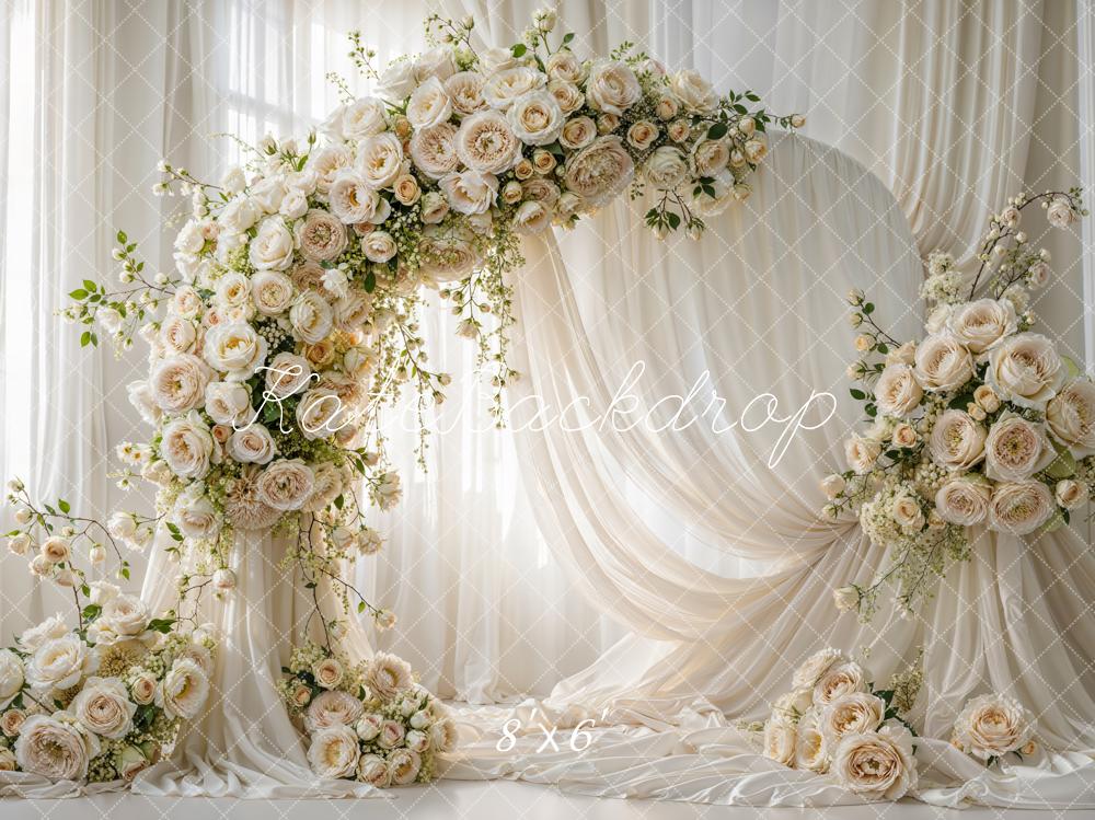 Kate Wedding Cream Roses Arch Drapes Backdrop Designed by Emetselch - Image 3