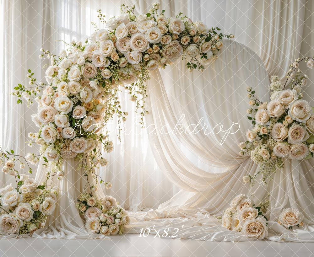 Kate Wedding Cream Roses Arch Drapes Backdrop Designed by Emetselch - Image 6