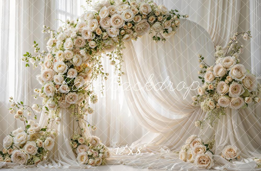 Kate Wedding Cream Roses Arch Drapes Backdrop Designed by Emetselch - Image 8