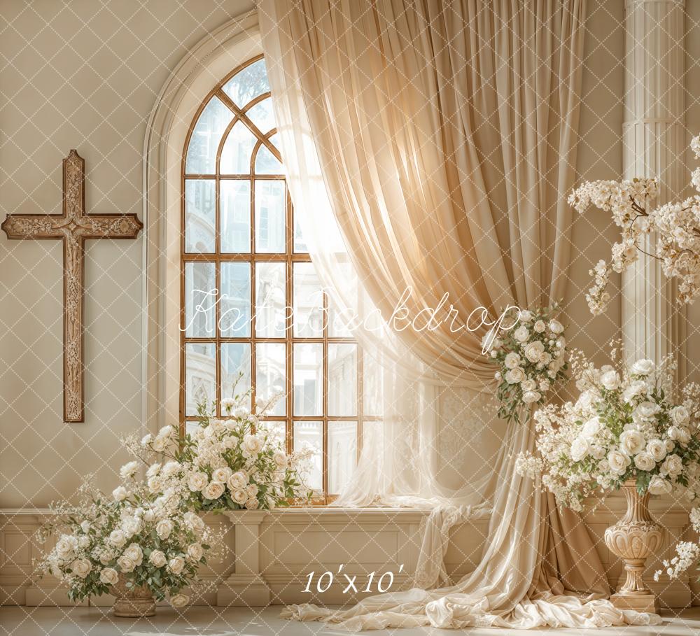 Kate Wedding Cross Arch Window Floral Backdrop Designed by Emetselch - Image 7