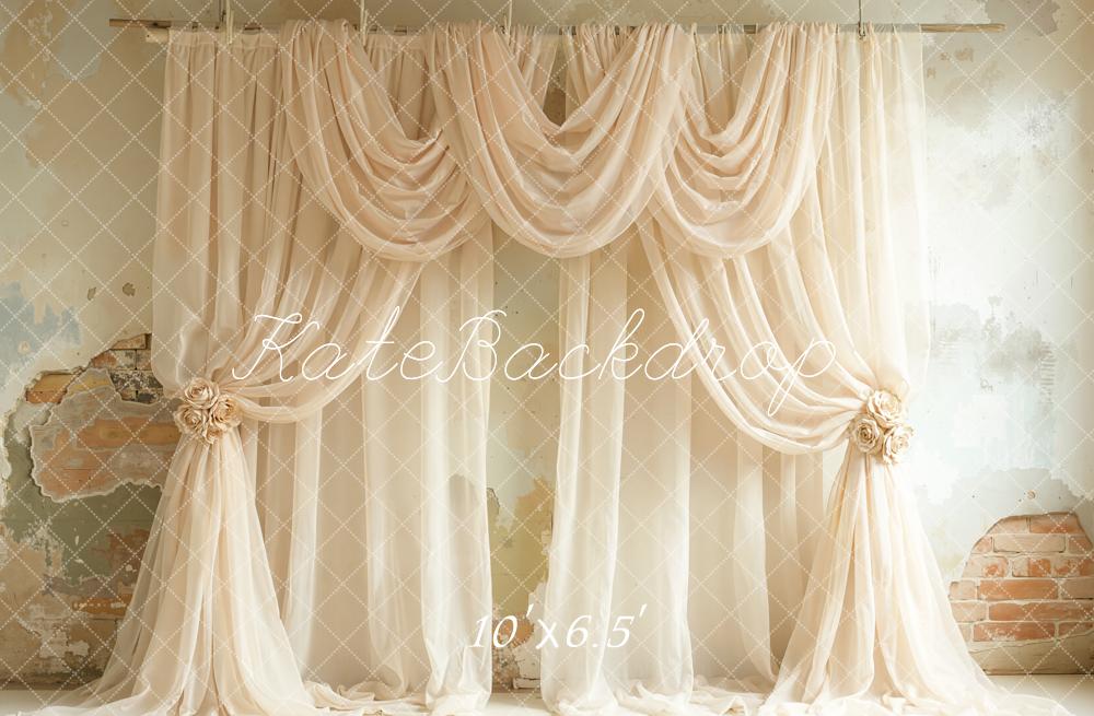 Kate Wedding Draped Curtains Vintage Wall Fleece Backdrop Designed by Emetselch - Image 2