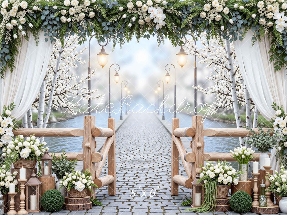 Kate Wedding Floral Arch Cobblestone Pathway Backdrop Designed by Mini MakeBelieve - Image 3