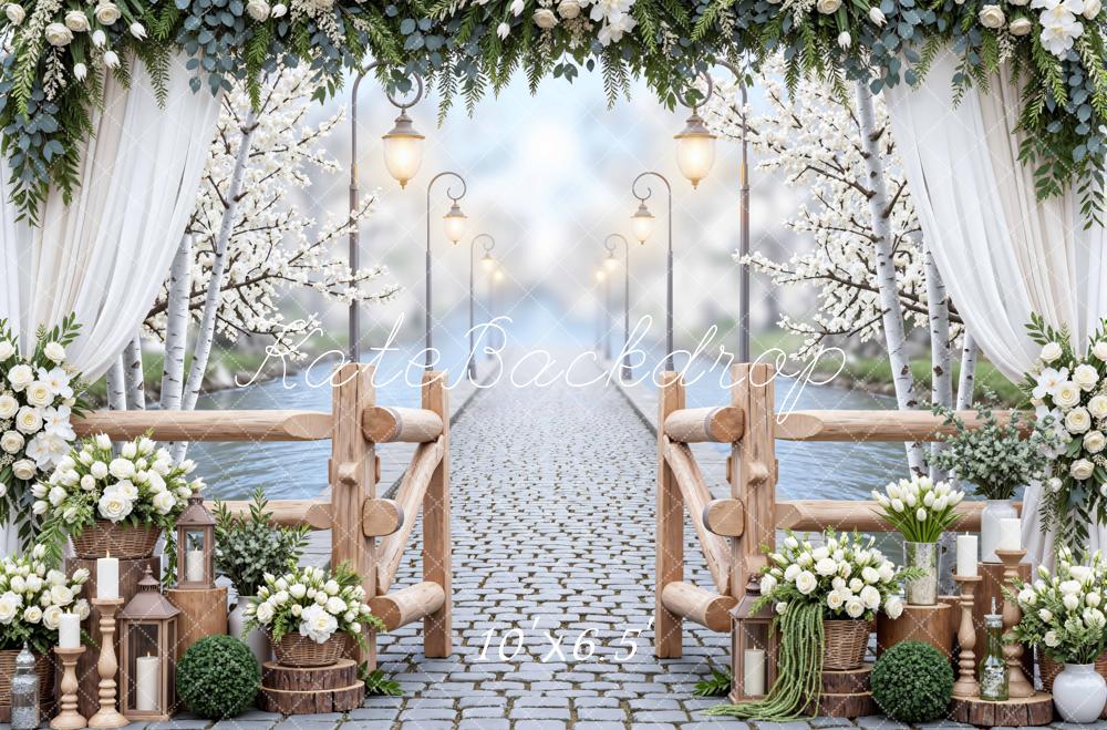 Kate Wedding Floral Arch Cobblestone Pathway Backdrop Designed by Mini MakeBelieve - Image 4