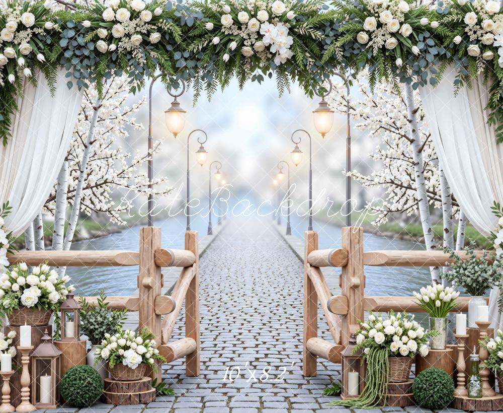 Kate Wedding Floral Arch Cobblestone Pathway Backdrop Designed by Mini MakeBelieve - Image 6