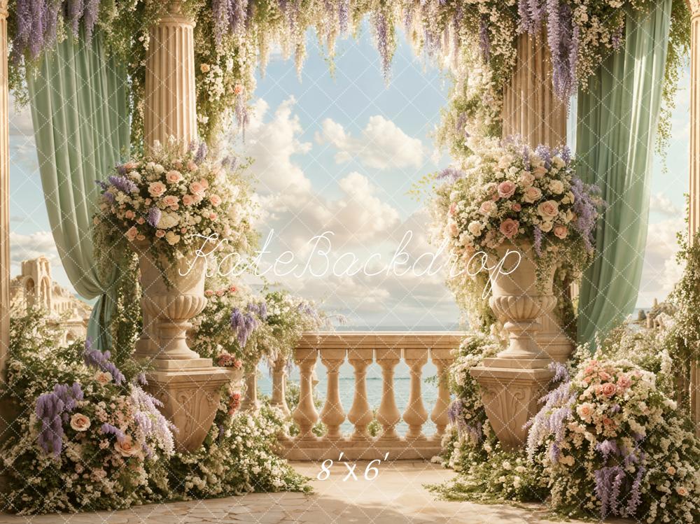 Kate Wedding Floral Arch Columns Balcony Backdrop Designed by Emetselch - Image 3