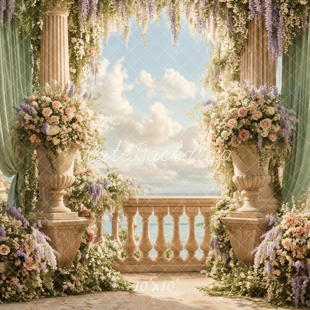 Kate Wedding Floral Arch Columns Balcony Backdrop Designed by Emetselch - Image 7