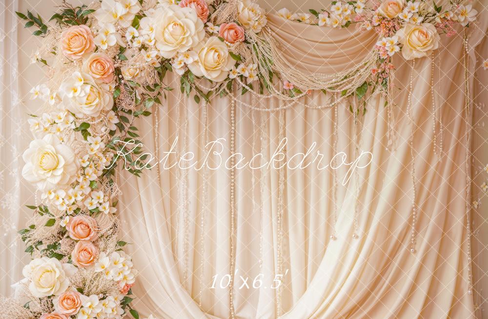 Kate Wedding Floral Arch Cream Curtains Backdrop Designed by Emetselch - Image 4