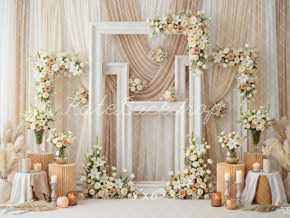 Kate Boho Wedding Floral Frames Candles Backdrop Designed by Mini MakeBelieve - Image 3