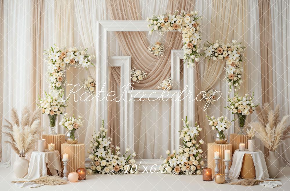Kate Boho Wedding Floral Frames Candles Backdrop Designed by Mini MakeBelieve - Image 4