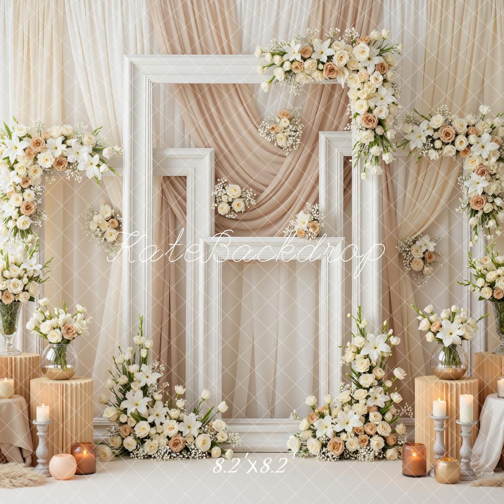 Kate Boho Wedding Floral Frames Candles Backdrop Designed by Mini MakeBelieve - Image 5