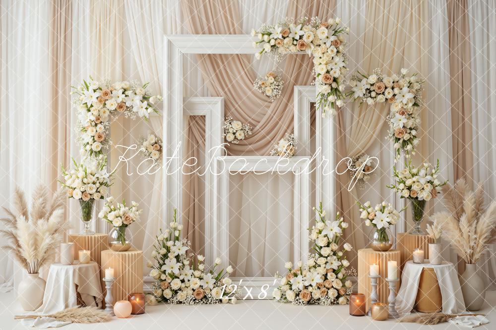 Kate Boho Wedding Floral Frames Candles Backdrop Designed by Mini MakeBelieve - Image 8