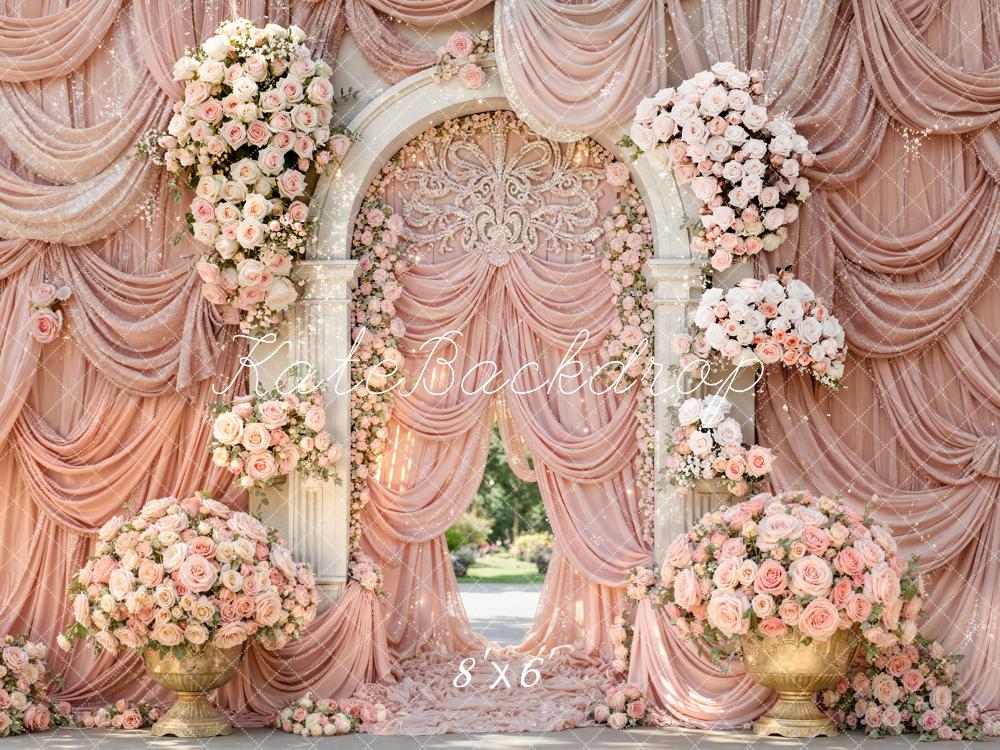 Kate Wedding Floral Arch Pink Curtain Backdrop Designed by Mini MakeBelieve - Image 3