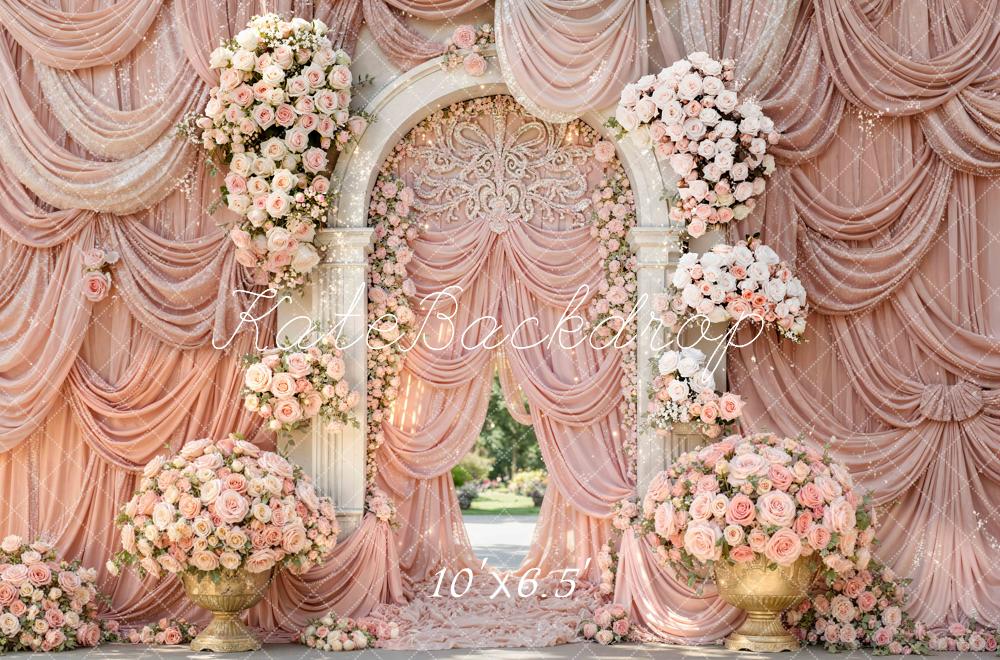 Kate Wedding Floral Arch Pink Curtain Backdrop Designed by Mini MakeBelieve - Image 4