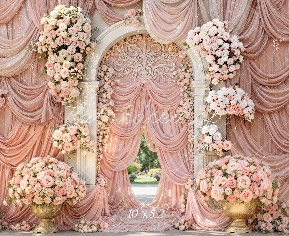 Kate Wedding Floral Arch Pink Curtain Backdrop Designed by Mini MakeBelieve - Image 6
