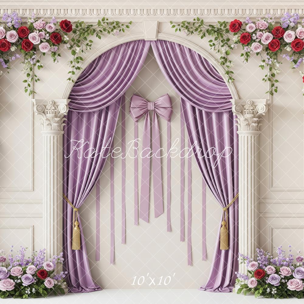 Kate Wedding Floral Arch Purple Curtains Columns Backdrop Designed by Patty Robert - Image 7