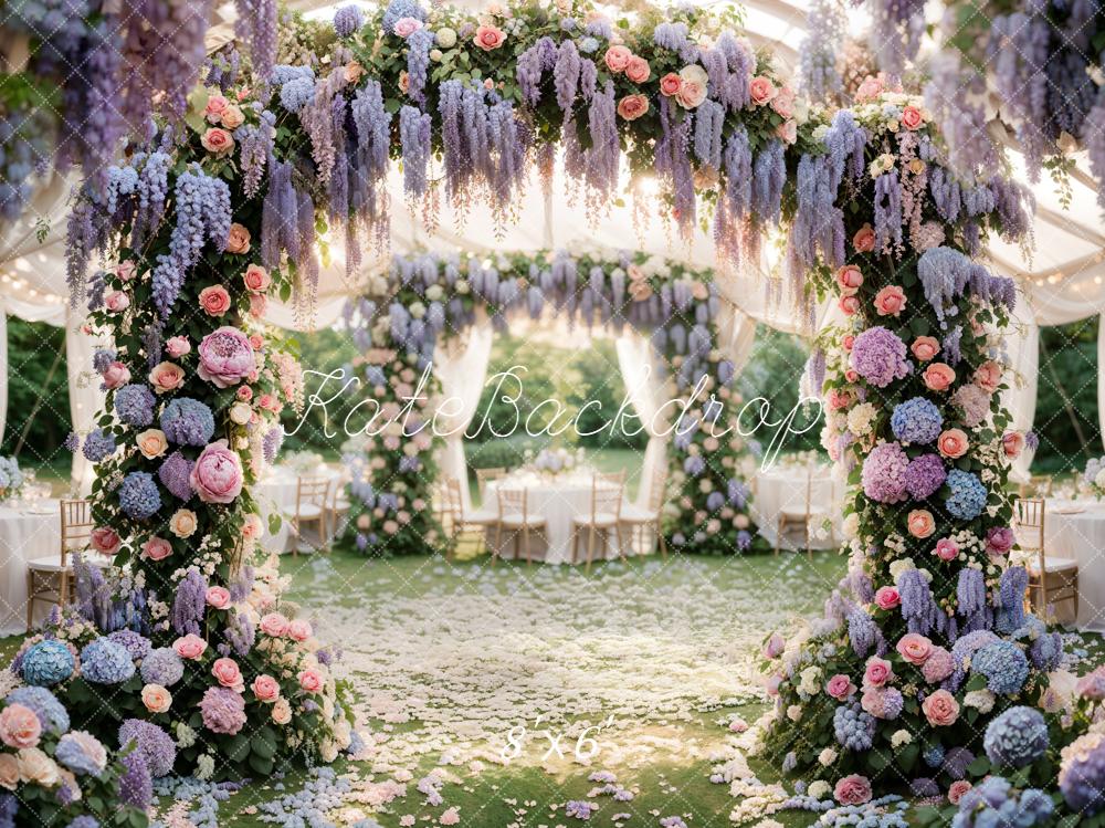 Kate Wedding Floral Arch Purple Pink Backdrop Designed by Emetselch - Image 3