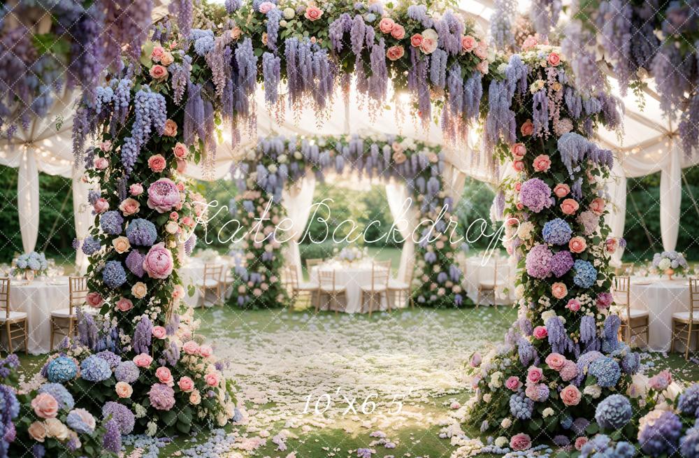 Kate Wedding Floral Arch Purple Pink Backdrop Designed by Emetselch - Image 4