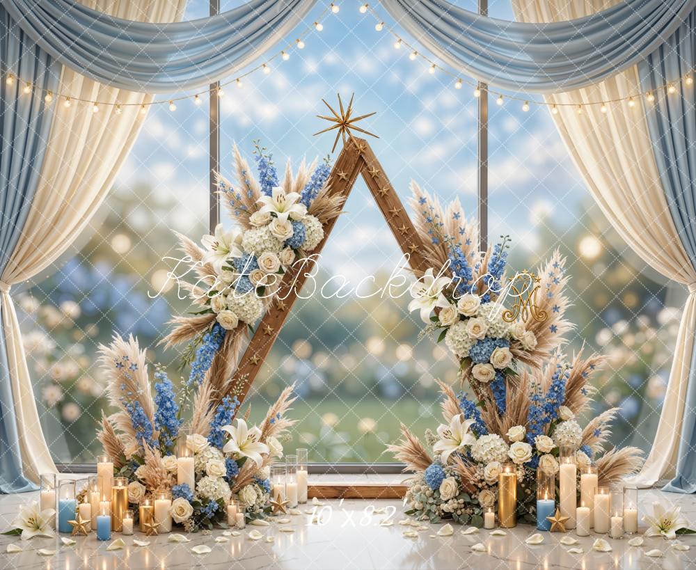 Kate Wedding Floral Arch Triangle Candles Backdrop Designed by Emetselch - Image 6