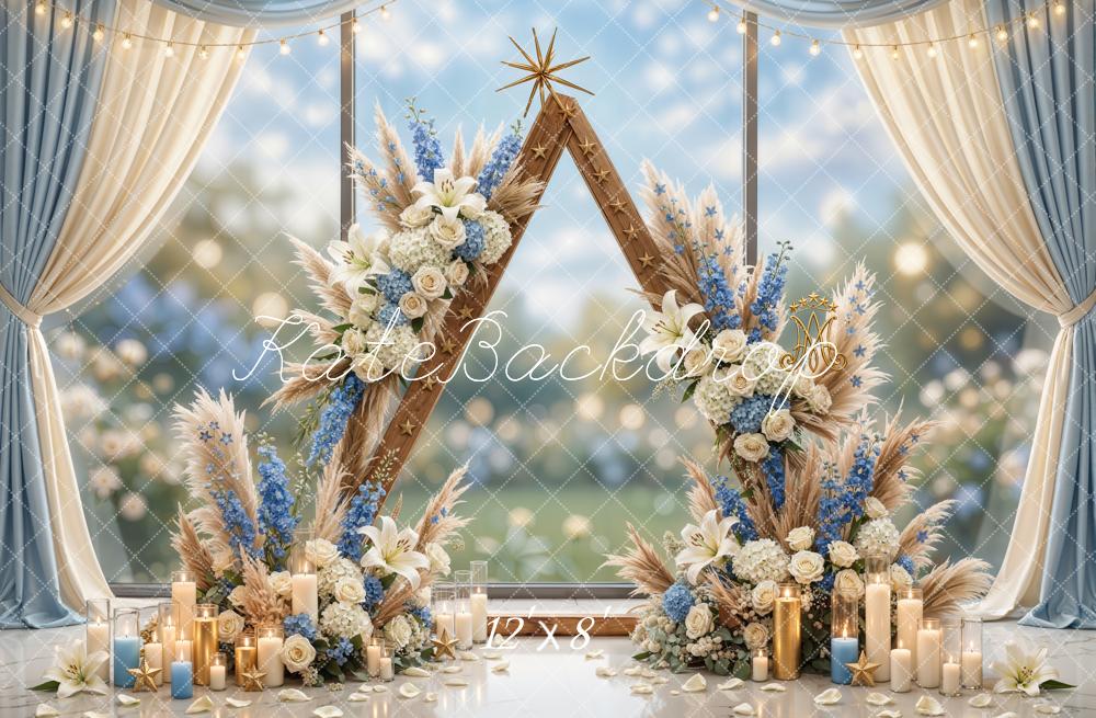 Kate Wedding Floral Arch Triangle Candles Backdrop Designed by Emetselch - Image 8