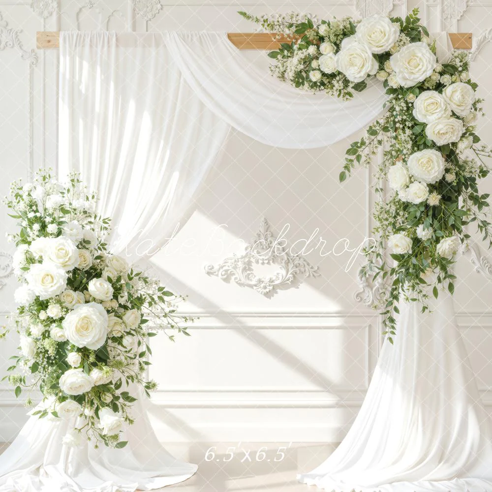 Kate Wedding Floral White Drapes Backdrop Designed by Emetselch - Image 2