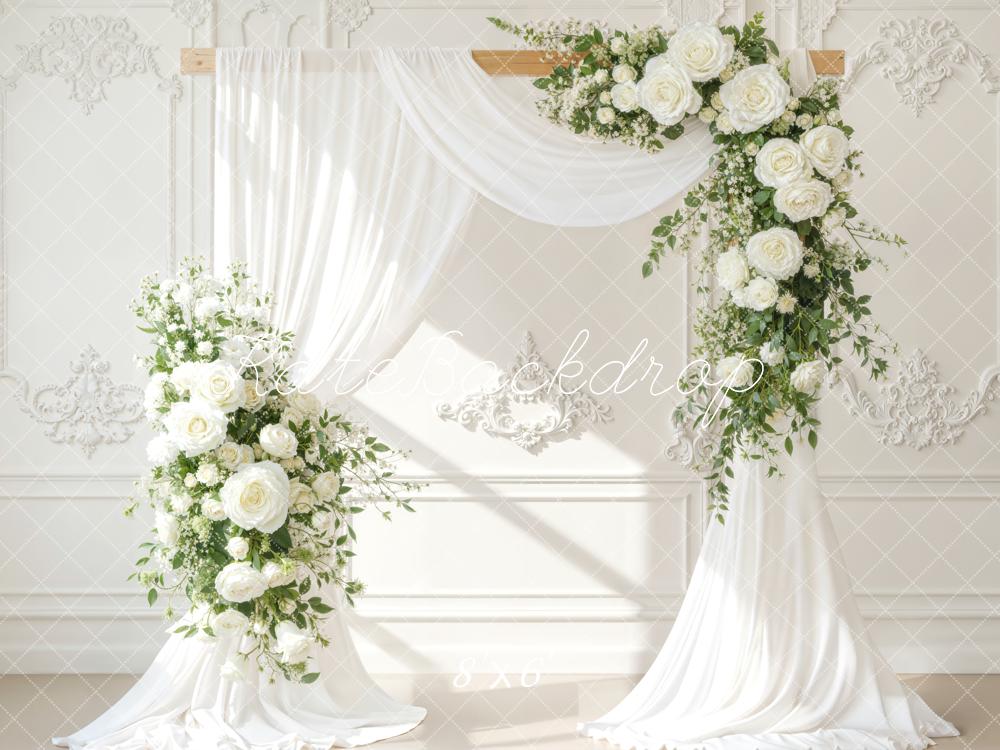 Kate Wedding Floral White Drapes Backdrop Designed by Emetselch - Image 3