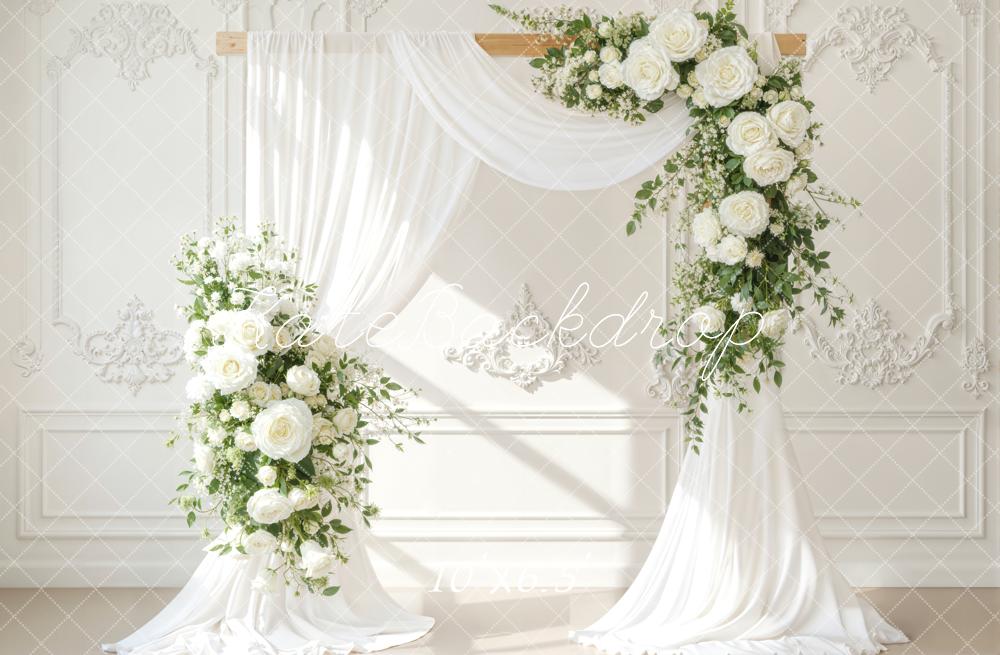 Kate Wedding Floral White Drapes Backdrop Designed by Emetselch - Image 4