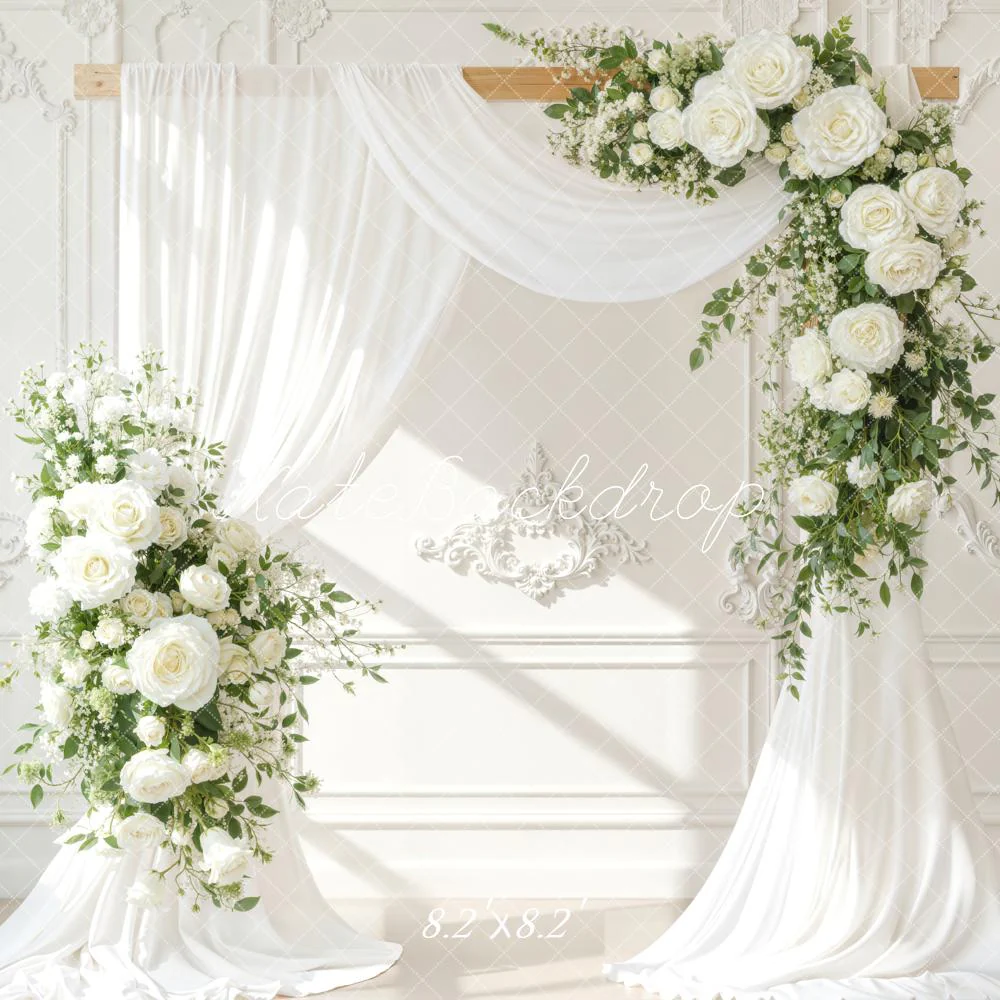 Kate Wedding Floral White Drapes Backdrop Designed by Emetselch - Image 5