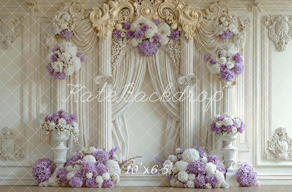 Kate Wedding Floral Ivory Columns Backdrop Designed by Mini MakeBelieve - Image 4