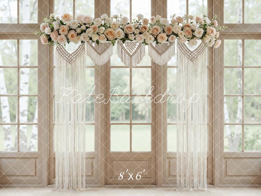 Kate Wedding/spring Floral Macrame Windows Backdrop Designed by Mini MakeBelieve - Image 3